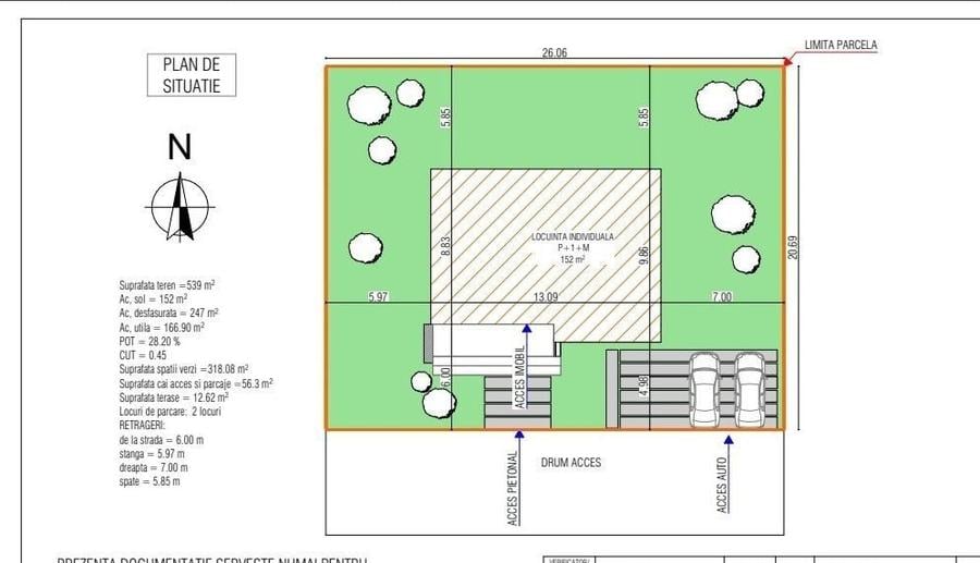 Teren Construcții intravilan de 539 mp, în Tunari