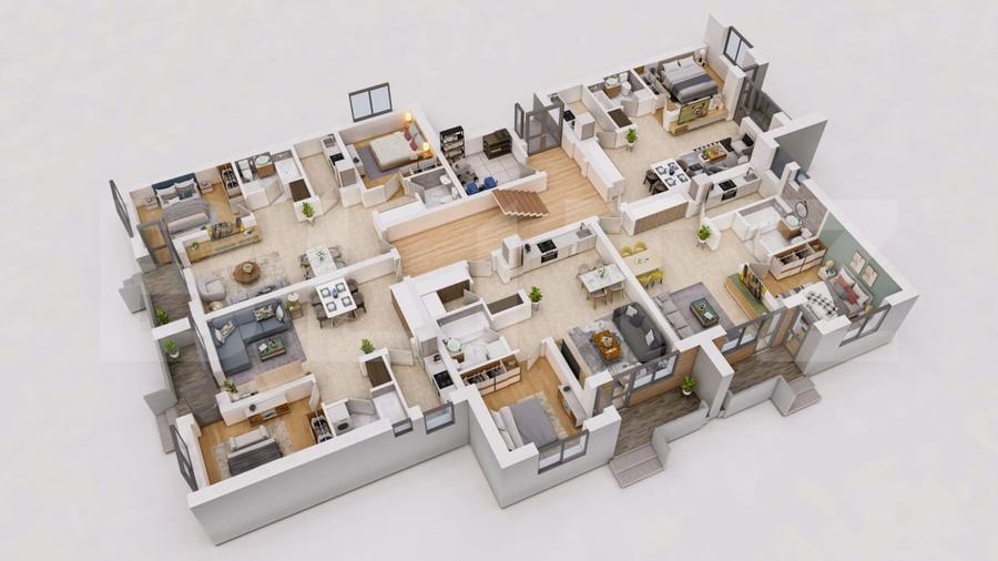 Apartament cu 3 camere semidecomandat în Nord