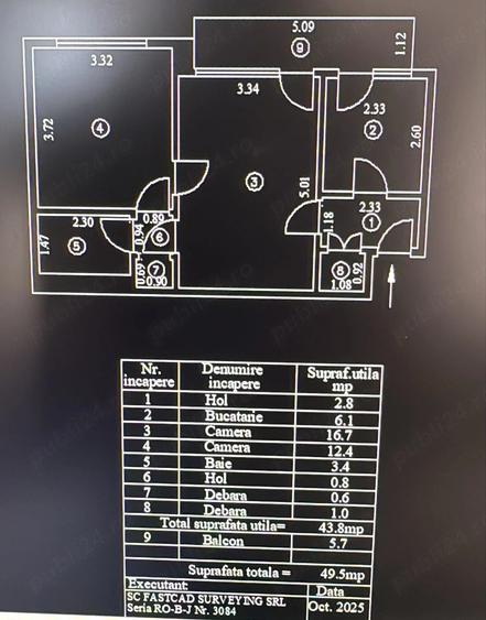 Apartament cu 2 camere semidecomandat în Micro 16