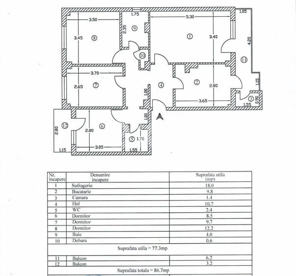 Apartament cu 2 camere decomandat în Războieni