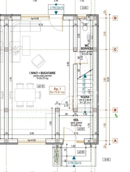 Casă cu 3 camere cu Teren 100 Mp în Central