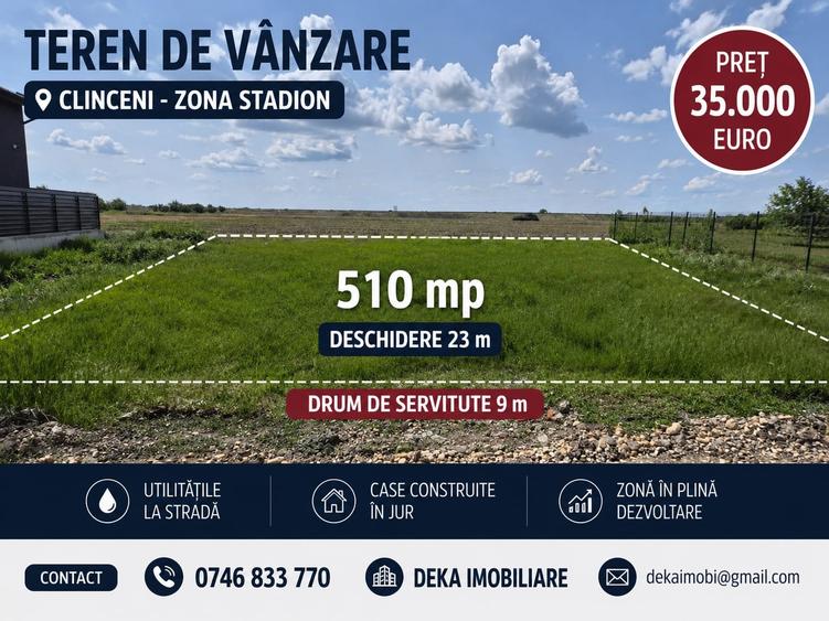 Teren Construcții intravilan de 510 mp, în Clinceni
