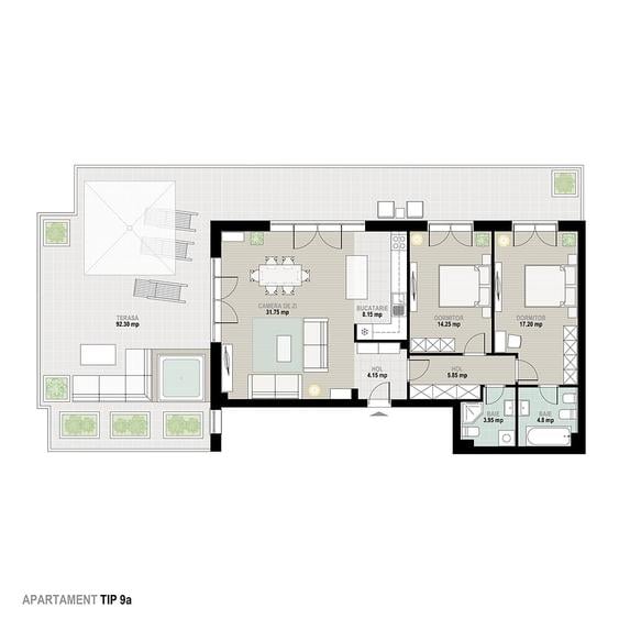 Penthouse cu 3 camere decomandat în Pantelimon