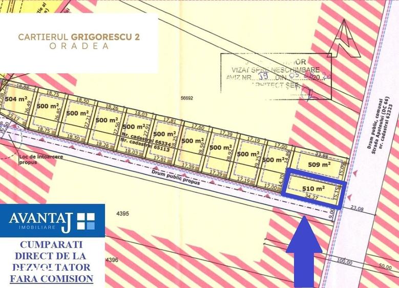 Teren de 510 mp, în Centura