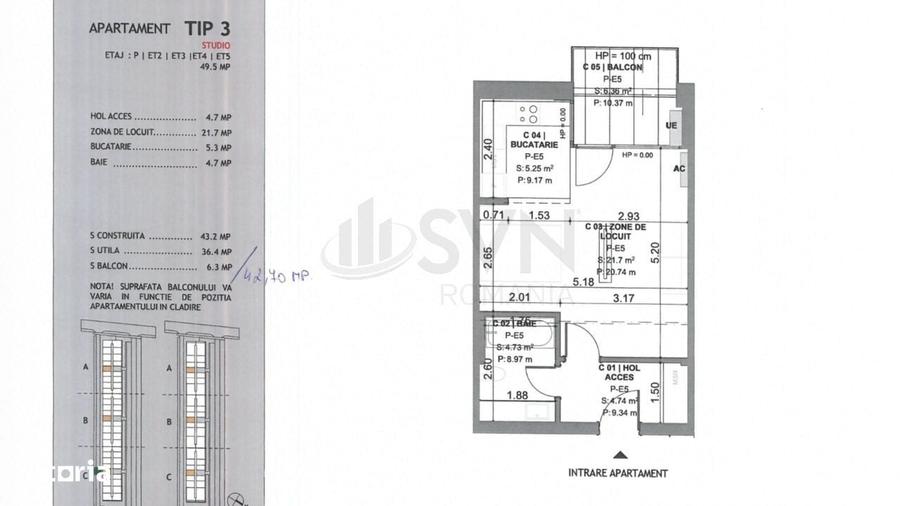 Apartament cu 3 camere decomandat în Central
