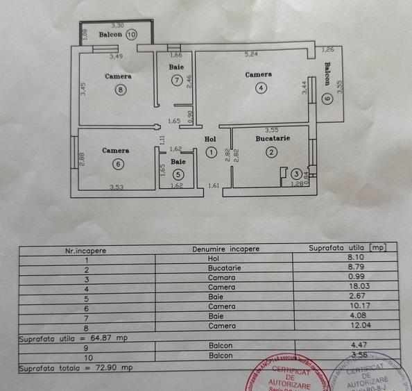 Apartament cu 3 camere decomandat în Aradului