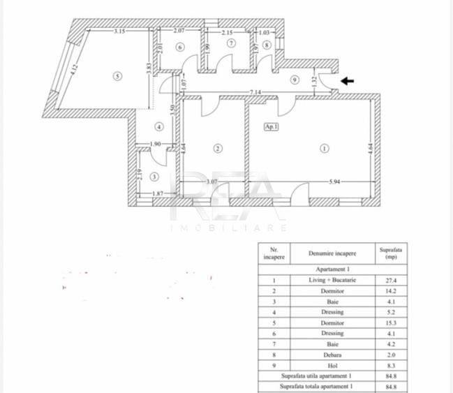 Apartament cu 3 camere decomandat în 13 Septembrie