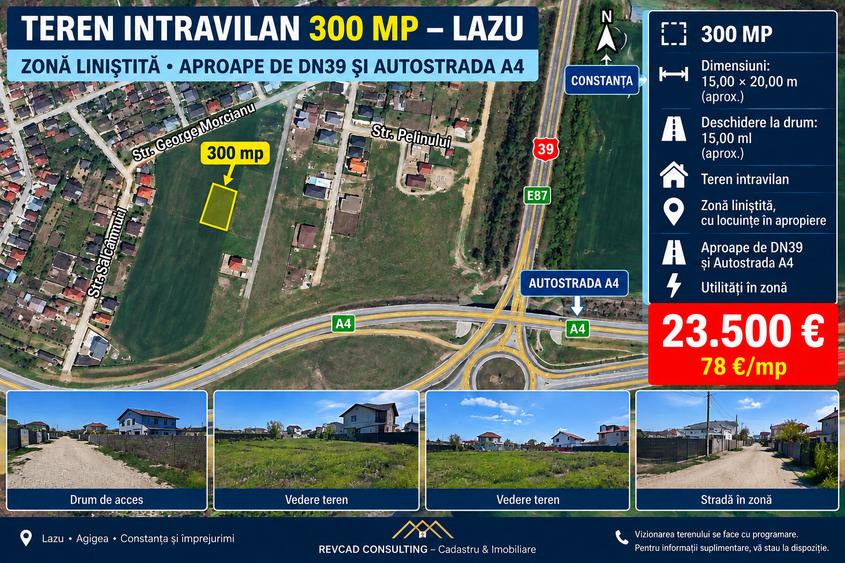 Teren Construcții intravilan de 300 mp, în Lazu