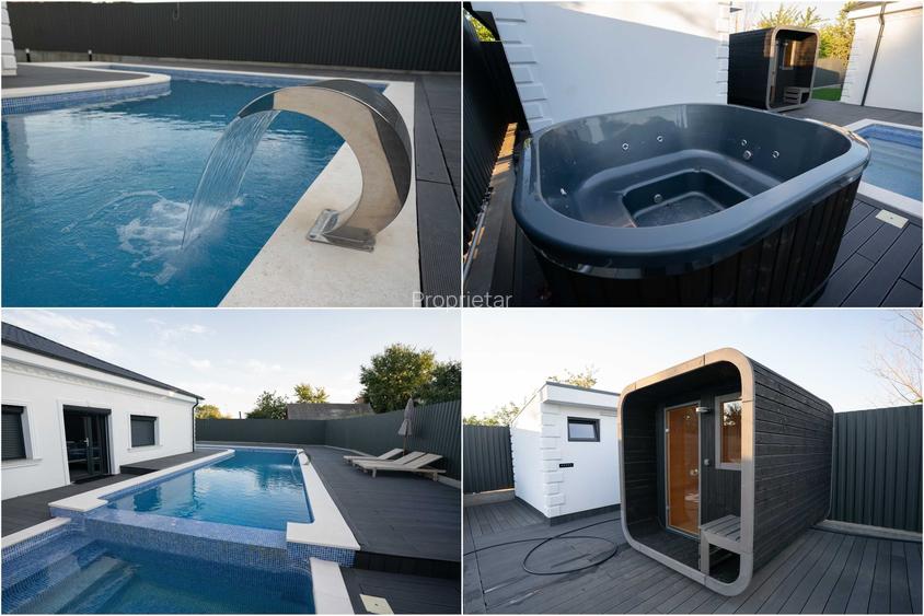 Casa Premium P+1 cu Piscina si Sauna finalizata 2023/2024 complet mobilata, dotari de top, teren 1.135 mp, constructie 300 mp