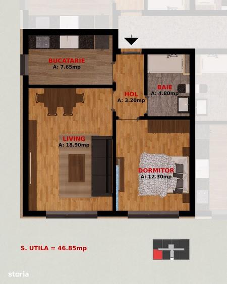 Apartament cu 2 camere în Fundeni