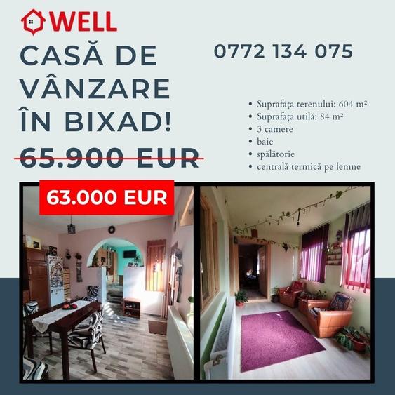 Casă cu 3 camere cu Teren 604 Mp în Bixad