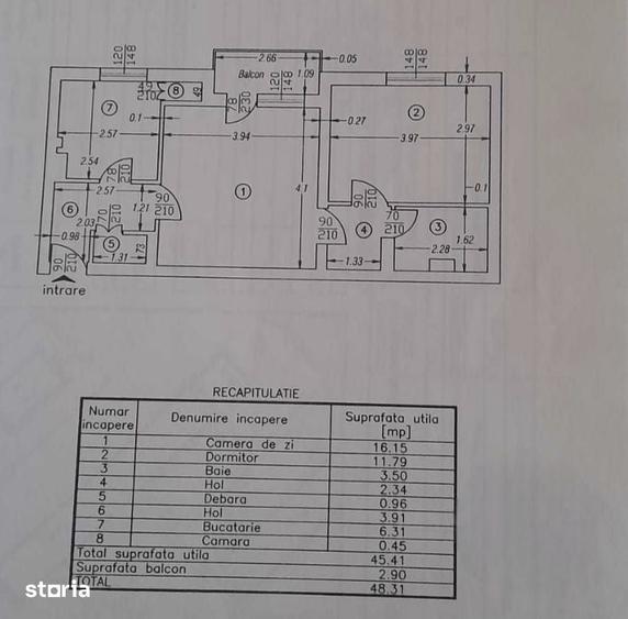 Apartament cu 2 camere semidecomandat în Central