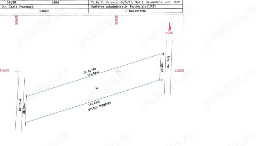 Teren de 3484 mp, în 1 Decembrie