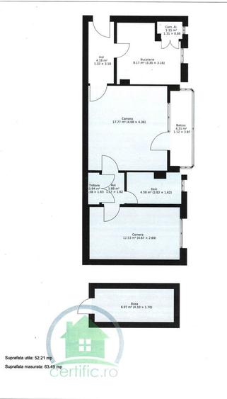 Apartament cu 2 camere semidecomandat, mobilat în Complex Studențesc