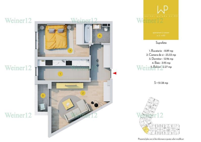 Apartament 2 camere Decomandat Vest Group Weiner Residence - 7