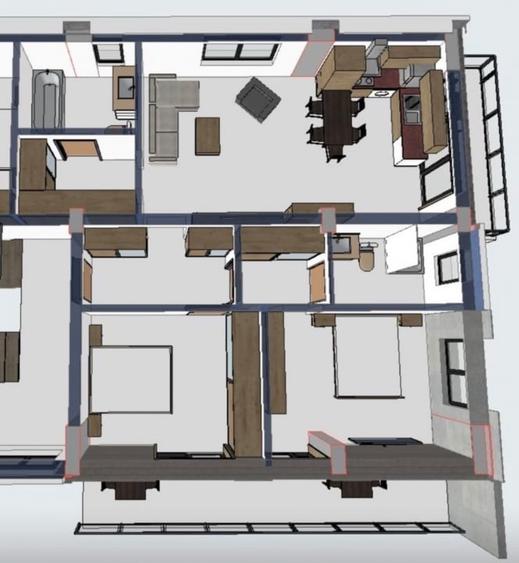 Apartament cu 3 camere decomandat în Cetății