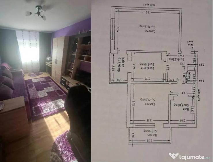 Apartament cu 2 camere decomandat în Poarta 6