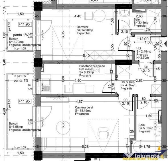 Apartament cu 2 camere decomandat în Avantgarden