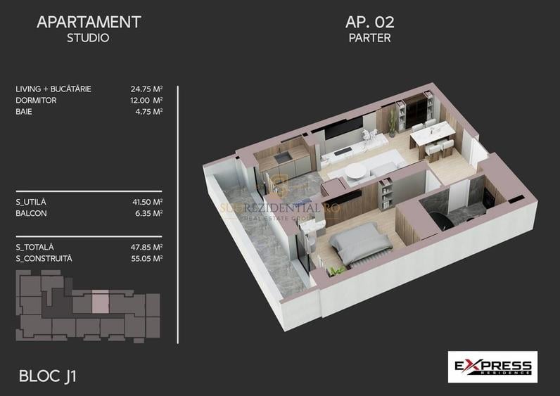 Apartament cu 2 camere semidecomandat în Berceni