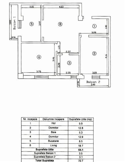 Apartament cu 3 camere decomandat în Valea Lupului