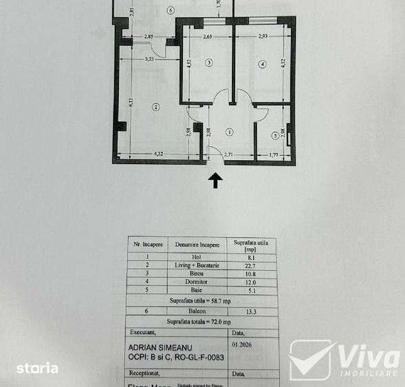 Apartament cu 3 camere în Miroslava