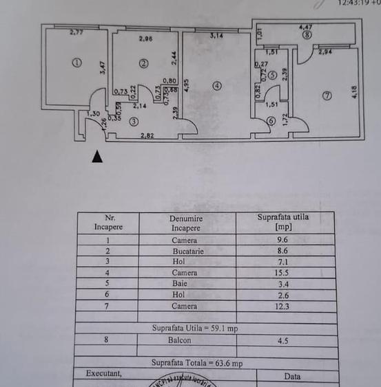 Apartament cu 3 camere semidecomandat în Hipodrom