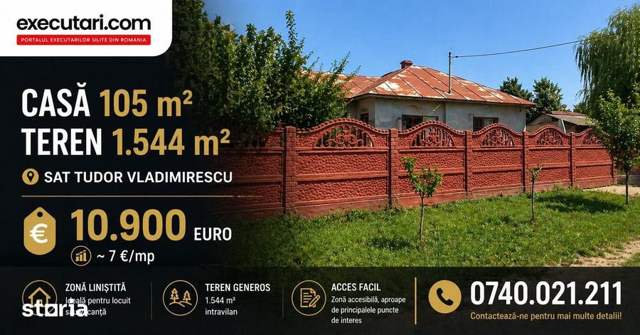 Casă cu 2 camere cu Teren 1544 Mp în Central