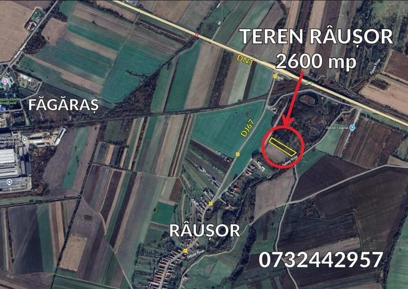 Teren de 2600 mp, în Râușor