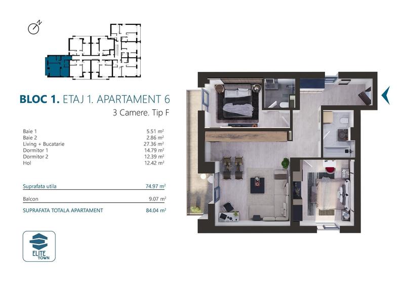 Apartament cu 3 camere în Circumvalațiunii