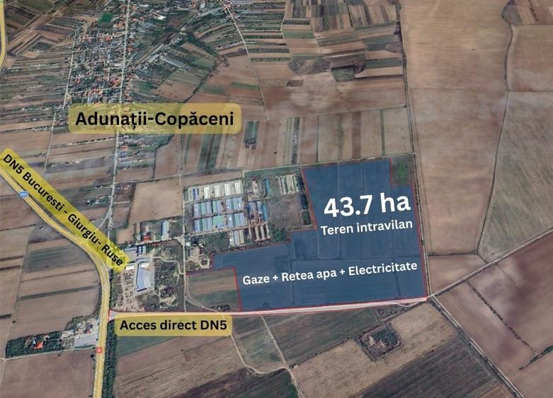 Teren Construcții intravilan de 437000 mp, în Adunații-Copăceni