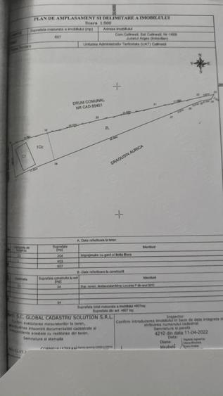 Teren de 604 mp, în Călinești