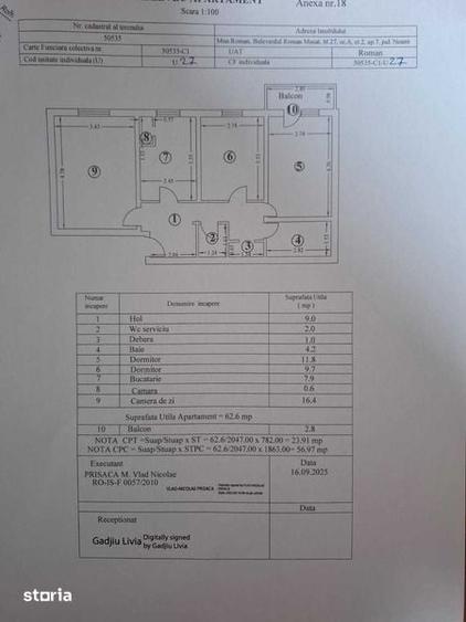Apartament 3 camere, decomandat, ultracentral, etaj 2 - 1