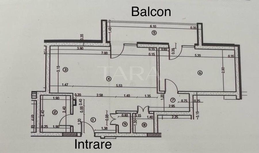 Apartament cu 2 camere semidecomandat, mobilat în Baciu