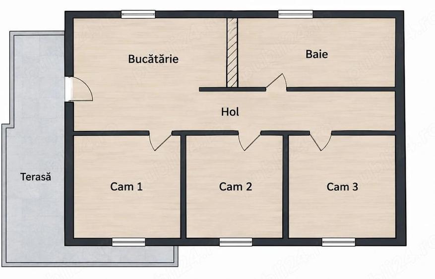 Casă cu 3 camere cu Teren 162 Mp în Tătărași
