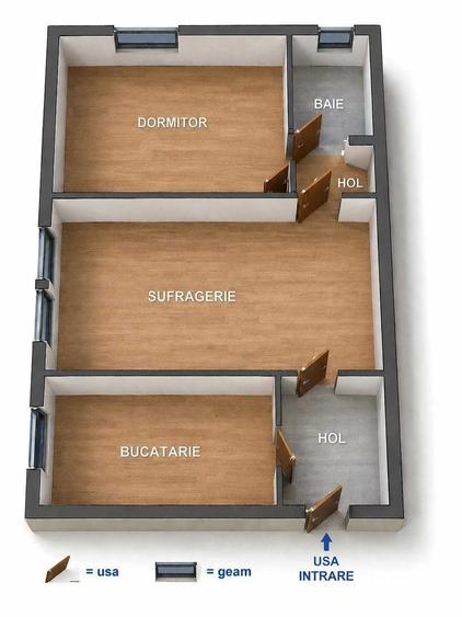 Apartament cu 2 camere semidecomandat în Central