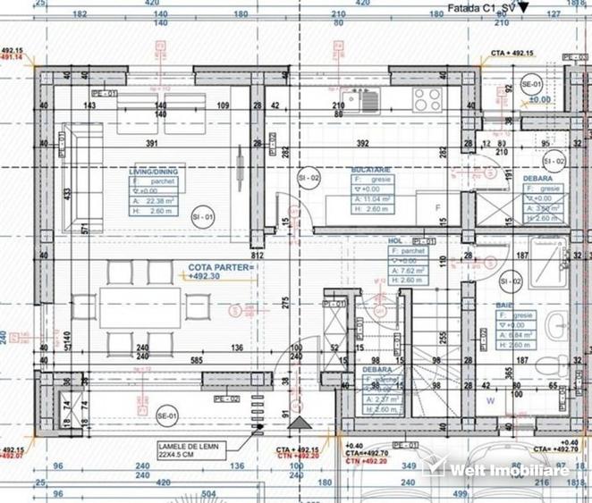 Duplex cu 4 camere cu Canalizare în Chinteni
