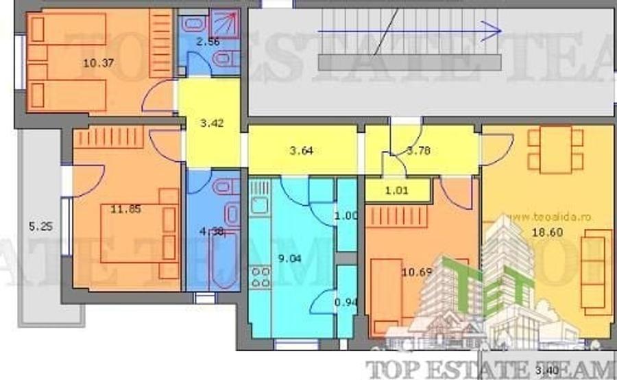 Apartament cu 4 camere decomandat în Tei