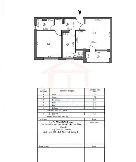 Apartament cu 2 camere decomandat în Micro 20