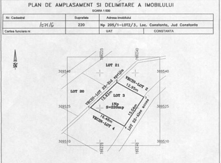Teren Construcții intravilan de 220 mp, în Nord
