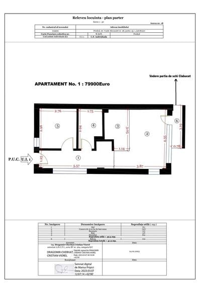 Apartament cu 2 camere în Clăbucet