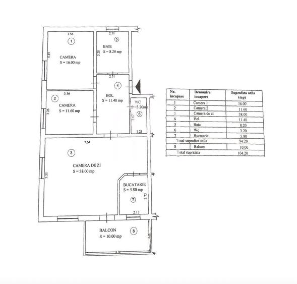 Apartament cu 3 camere, mobilat în Terezian