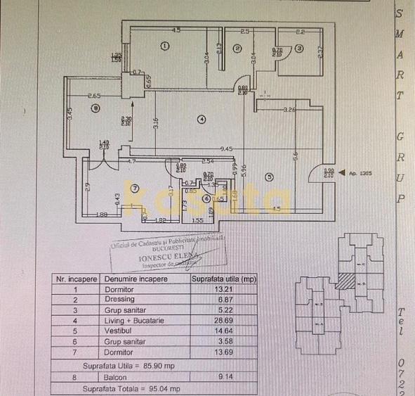 Apartament cu 3 camere semidecomandat, mobilat în Barbu Văcărescu