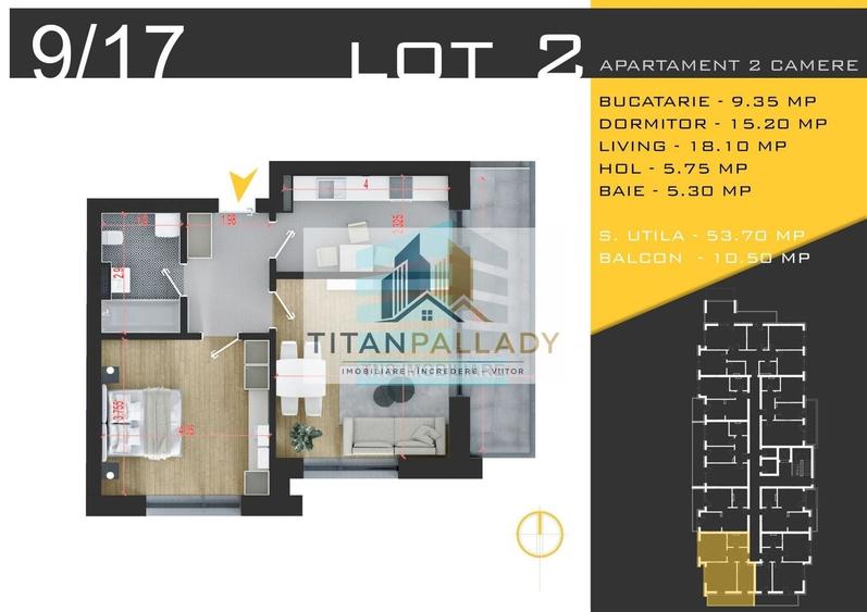 Apartament 2 Camere Generos, 64 mp, Pallady – Metrou Teclu - 5