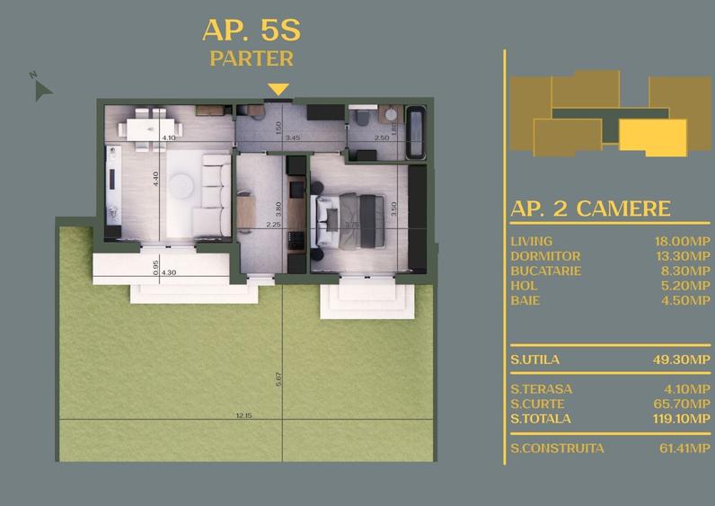 Apartament cu 2 camere decomandat în Berceni