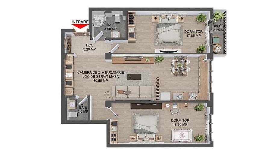 Apartament cu 3 camere decomandat în Popas Păcurari