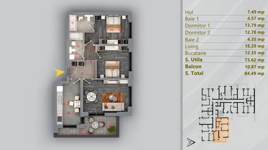 Apartament cu 3 camere decomandat în Theodor Pallady