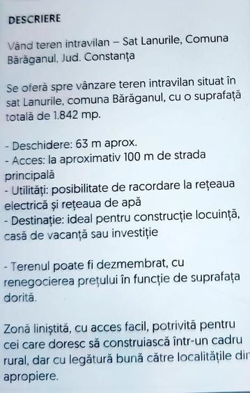 Teren de 1842 mp, în Lanurile