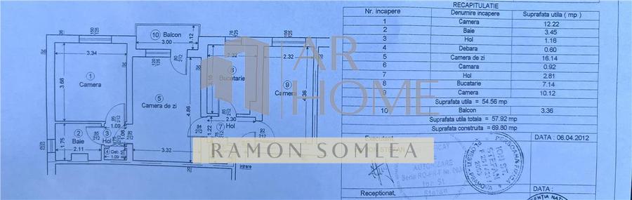 Apartament cu 3 camere semidecomandat, mobilat în Nord