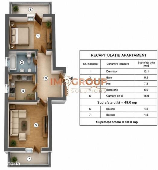 Apartament cu 2 camere în Rediu