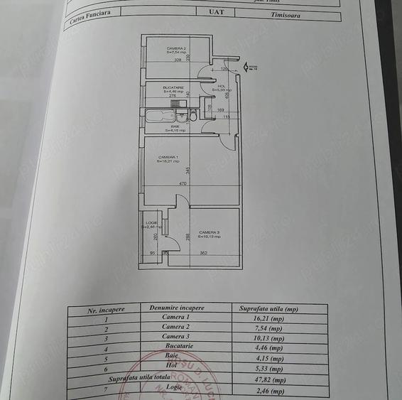 Apartament cu 3 camere semidecomandat, mobilat în Șagului
